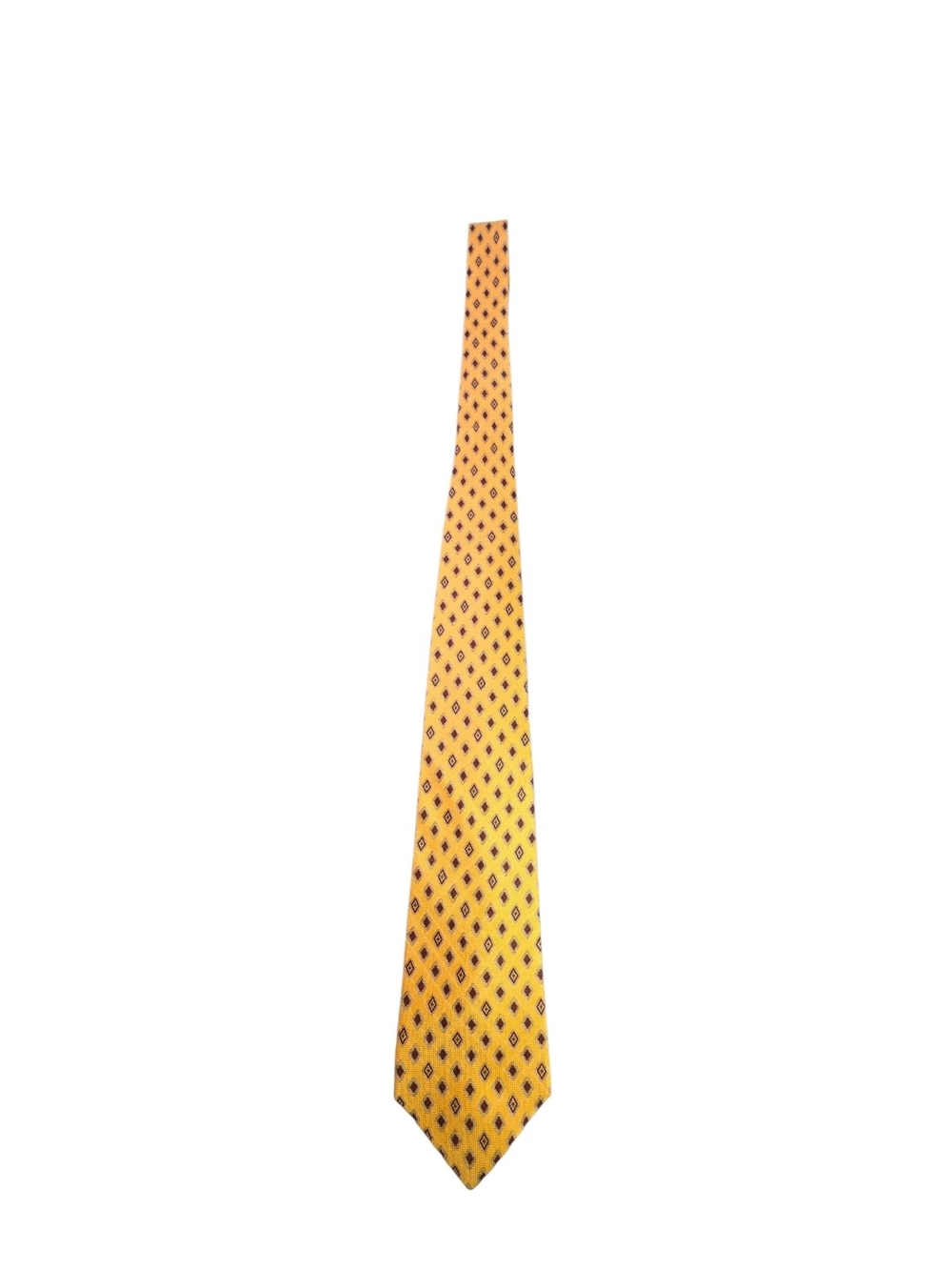 Vintage 90s Tommy Hilfiger 100% Silk Geometric Tie - Yellow & Navy Two-Tone